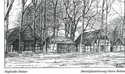 Hofstelle Holste (Bleistiftzeichnung Hans Reitze)