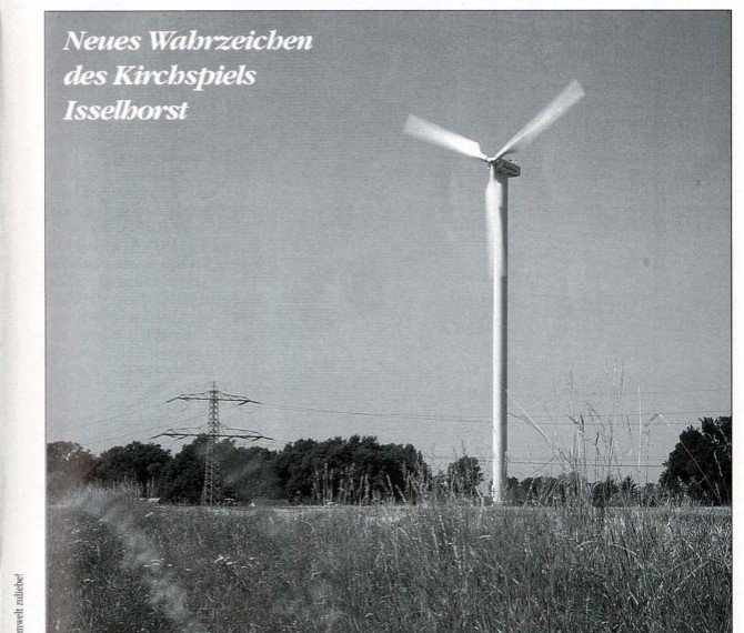 Die neue Windkraftanlage („Holler Windmühle") an der Münsterlandstraße (Foto: Ingbert Drews).