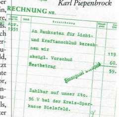 Historische Bauabrechnung/Rechnung von 1951