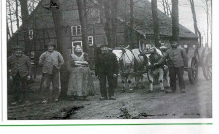 Historische Aufnahme "Ebbesloh 1920" mit Fr. Droop, Gustav Bille und Karl Nieweg