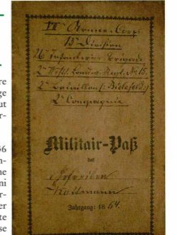 Militärpass von 1864 und eine Tagebuchseite von 1866