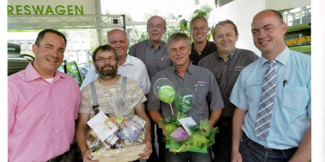 Ingo und Thorsten Brinker mit den Jubilaren Wolfgang Tautorus, Hans-Jürgen Schmidt, Rainer Heitmann, Udo Reine