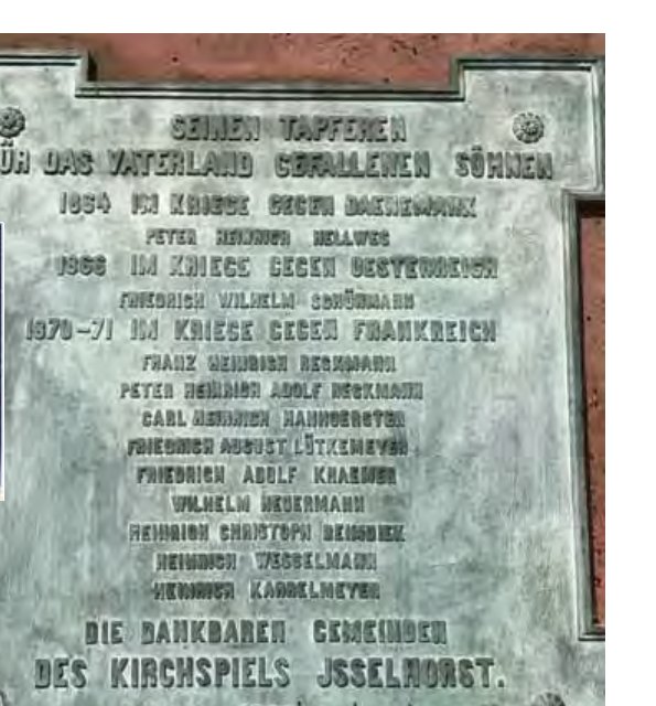 der Gedenktafel mit den Namen der Gefallenen von 1870/71
