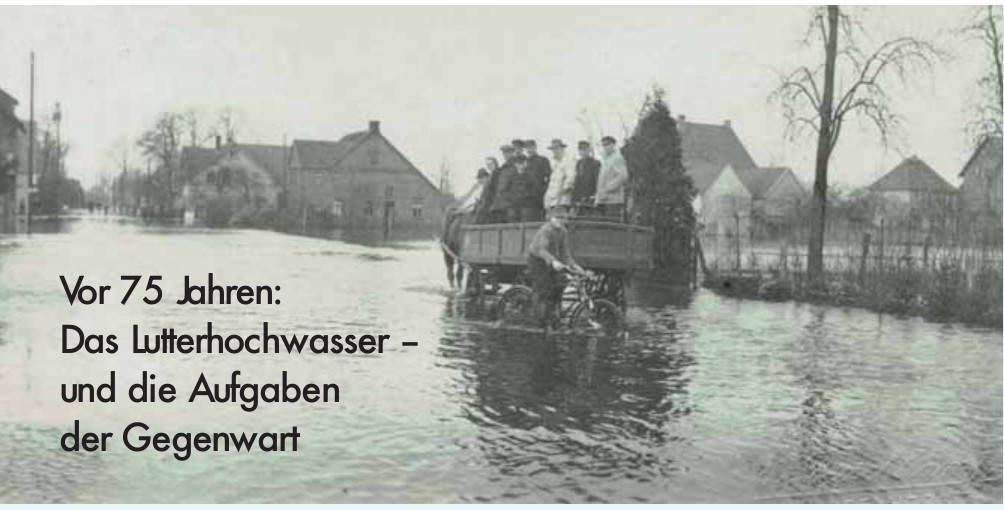 Historische Aufnahme der überfluteten Haller Straße Richtung Steinhagener Straße
