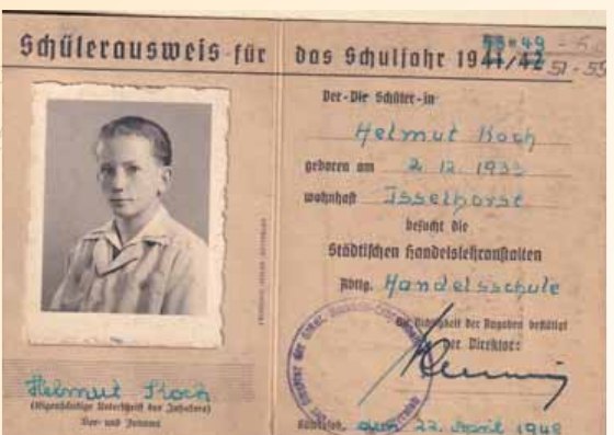 Historischer Schülerausweis von Helmut Koch