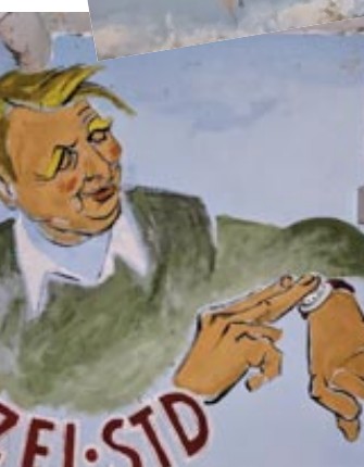 Eines der Wandgemälde im Partykeller der ehemaligen Hofstelle Krull, kurz vor dem Abriss des Gebäudes fotograf